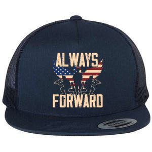 Always Forward Usa America Military Soldier Veteran Gift Flat Bill Trucker Hat