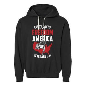 America Freedom Usa Patriotic Military Veterans Support Great Gift Garment-Dyed Fleece Hoodie