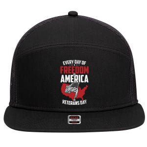 America Freedom Usa Patriotic Military Veterans Support Great Gift 7 Panel Mesh Trucker Snapback Hat