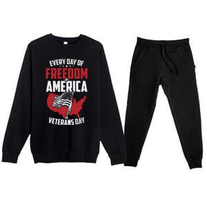 America Freedom Usa Patriotic Military Veterans Support Great Gift Premium Crewneck Sweatsuit Set