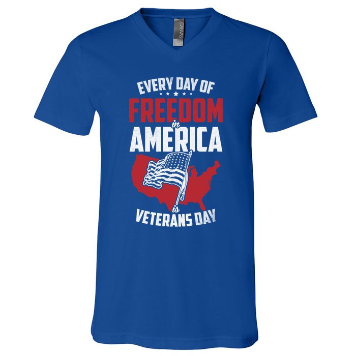 America Freedom Usa Patriotic Military Veterans Support Great Gift V-Neck T-Shirt