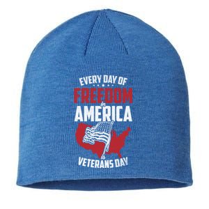 America Freedom Usa Patriotic Military Veterans Support Great Gift Sustainable Beanie