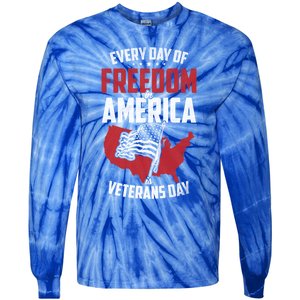 America Freedom Usa Patriotic Military Veterans Support Great Gift Tie-Dye Long Sleeve Shirt