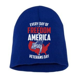 America Freedom Usa Patriotic Military Veterans Support Great Gift Short Acrylic Beanie