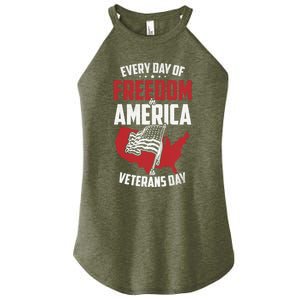 America Freedom Usa Patriotic Military Veterans Support Great Gift Women's Perfect Tri Rocker Tank