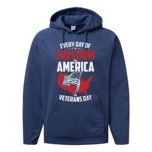 America Freedom Usa Patriotic Military Veterans Support Great Gift Performance Fleece Hoodie