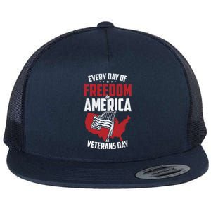 America Freedom Usa Patriotic Military Veterans Support Great Gift Flat Bill Trucker Hat