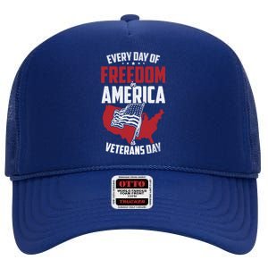 America Freedom Usa Patriotic Military Veterans Support Great Gift High Crown Mesh Back Trucker Hat