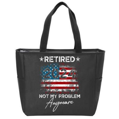 American Flag Vintage Retired 2024 Not My Problem Anymore Gift Zip Tote Bag