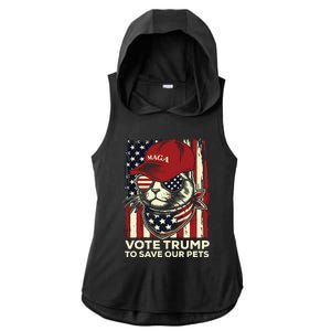 American Flag Vote Trump To Save Our Pets 2024 Maga Trump Ladies PosiCharge Tri-Blend Wicking Draft Hoodie Tank