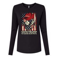 American Flag Vote Trump To Save Our Pets 2024 Maga Trump Womens Cotton Relaxed Long Sleeve T-Shirt