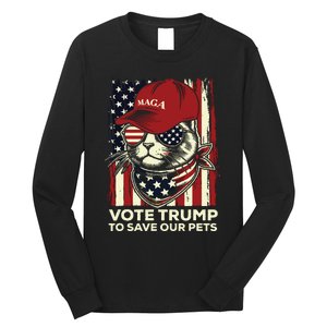 American Flag Vote Trump To Save Our Pets 2024 Maga Trump Long Sleeve Shirt