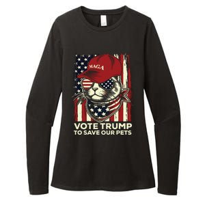 American Flag Vote Trump To Save Our Pets 2024 Maga Trump Womens CVC Long Sleeve Shirt