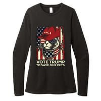 American Flag Vote Trump To Save Our Pets 2024 Maga Trump Womens CVC Long Sleeve Shirt