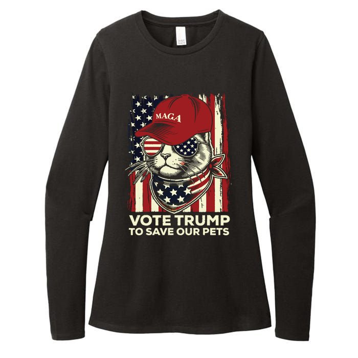 American Flag Vote Trump To Save Our Pets 2024 Maga Trump Womens CVC Long Sleeve Shirt