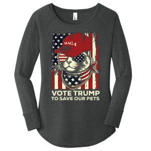 American Flag Vote Trump To Save Our Pets 2024 Maga Trump Women's Perfect Tri Tunic Long Sleeve Shirt