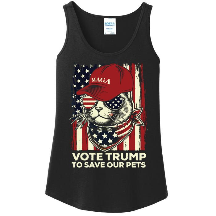 American Flag Vote Trump To Save Our Pets 2024 Maga Trump Ladies Essential Tank