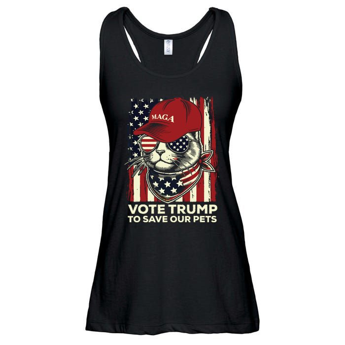 American Flag Vote Trump To Save Our Pets 2024 Maga Trump Ladies Essential Flowy Tank