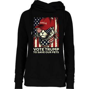 American Flag Vote Trump To Save Our Pets 2024 Maga Trump Womens Funnel Neck Pullover Hood