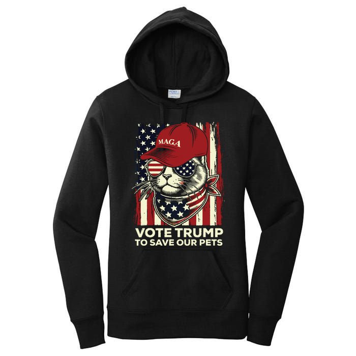 American Flag Vote Trump To Save Our Pets 2024 Maga Trump Women's Pullover Hoodie