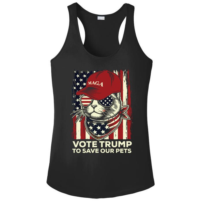 American Flag Vote Trump To Save Our Pets 2024 Maga Trump Ladies PosiCharge Competitor Racerback Tank