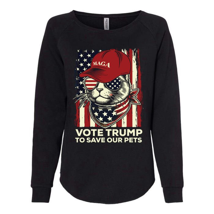 American Flag Vote Trump To Save Our Pets 2024 Maga Trump Womens California Wash Sweatshirt