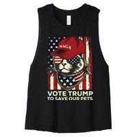 American Flag Vote Trump To Save Our Pets 2024 Maga Trump Women's Racerback Cropped Tank