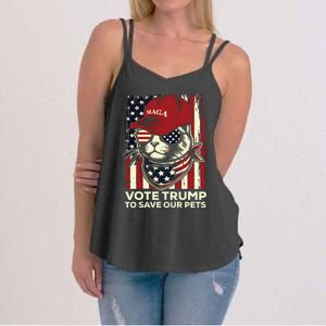 American Flag Vote Trump To Save Our Pets 2024 Maga Trump Women's Strappy Tank