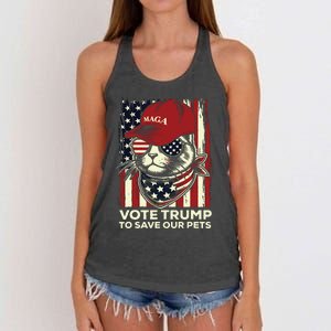 American Flag Vote Trump To Save Our Pets 2024 Maga Trump Women's Knotted Racerback Tank