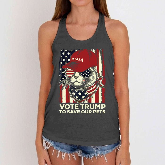 American Flag Vote Trump To Save Our Pets 2024 Maga Trump Women's Knotted Racerback Tank