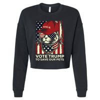 American Flag Vote Trump To Save Our Pets 2024 Maga Trump Cropped Pullover Crew