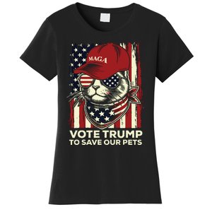 American Flag Vote Trump To Save Our Pets 2024 Maga Trump Women's T-Shirt