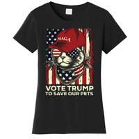 American Flag Vote Trump To Save Our Pets 2024 Maga Trump Women's T-Shirt