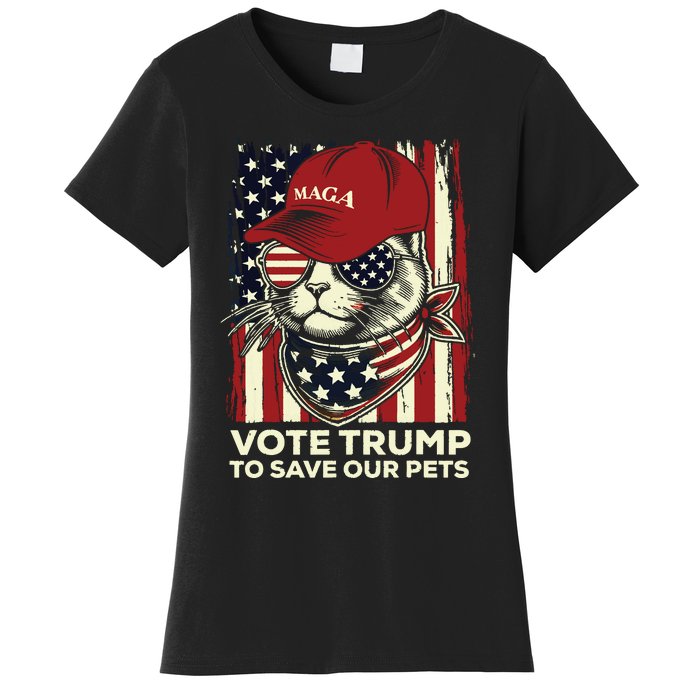 American Flag Vote Trump To Save Our Pets 2024 Maga Trump Women's T-Shirt