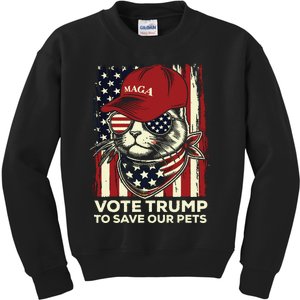 American Flag Vote Trump To Save Our Pets 2024 Maga Trump Kids Sweatshirt