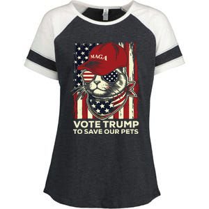 American Flag Vote Trump To Save Our Pets 2024 Maga Trump Enza Ladies Jersey Colorblock Tee