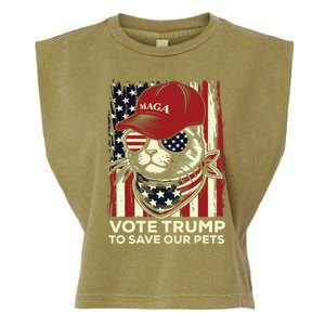 American Flag Vote Trump To Save Our Pets 2024 Maga Trump Garment-Dyed Women's Muscle Tee