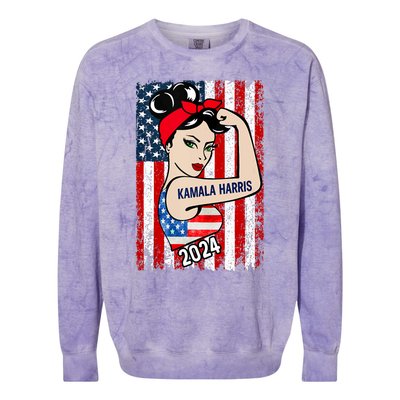 America Flag Vote 47 Kamala Harris 2024 President Colorblast Crewneck Sweatshirt