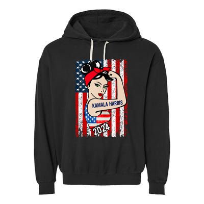 America Flag Vote 47 Kamala Harris 2024 President Garment-Dyed Fleece Hoodie