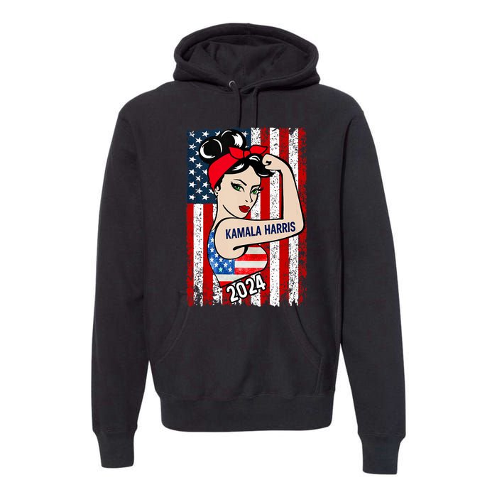 America Flag Vote 47 Kamala Harris 2024 President Premium Hoodie