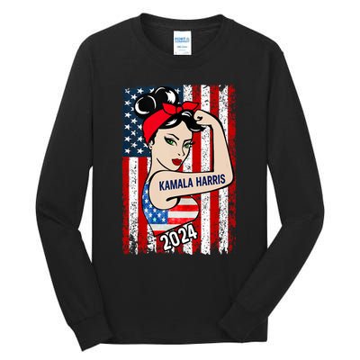 America Flag Vote 47 Kamala Harris 2024 President Tall Long Sleeve T-Shirt