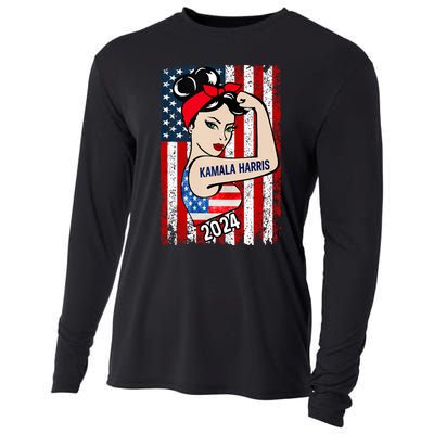 America Flag Vote 47 Kamala Harris 2024 President Cooling Performance Long Sleeve Crew