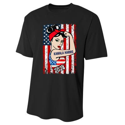 America Flag Vote 47 Kamala Harris 2024 President Performance Sprint T-Shirt