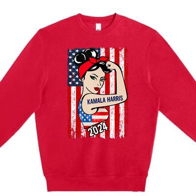 America Flag Vote 47 Kamala Harris 2024 President Premium Crewneck Sweatshirt