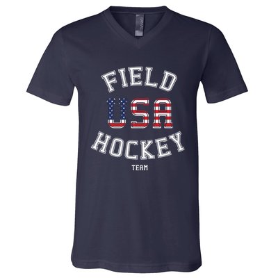 American Flag Vintage Field Hockey Hoodie V-Neck T-Shirt