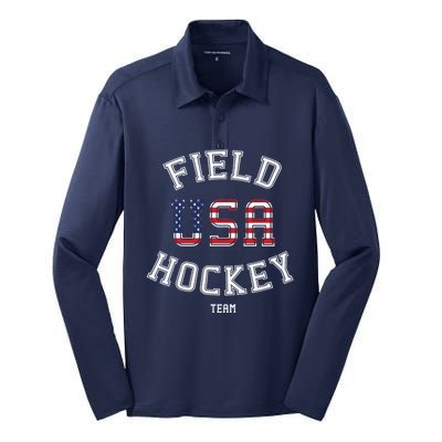 American Flag Vintage Field Hockey Hoodie Silk Touch Performance Long Sleeve Polo