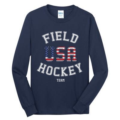 American Flag Vintage Field Hockey Hoodie Tall Long Sleeve T-Shirt