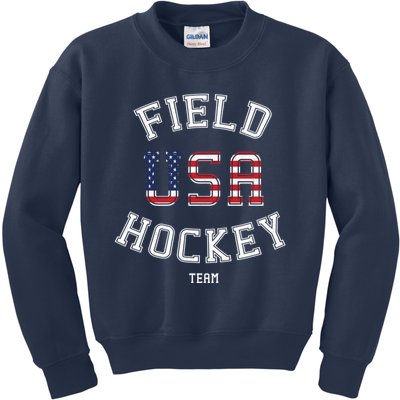 American Flag Vintage Field Hockey Hoodie Kids Sweatshirt