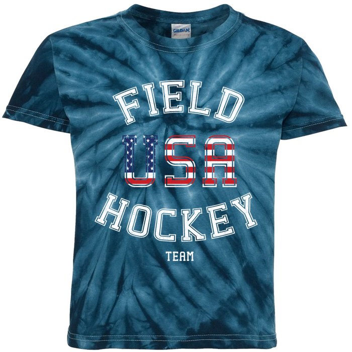 American Flag Vintage Field Hockey Hoodie Kids Tie-Dye T-Shirt