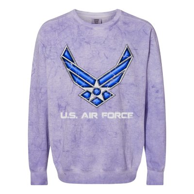 Air Force Veteran Vintage Us Flag Veterans Day Military Cool Gift Colorblast Crewneck Sweatshirt